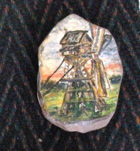 Мартьянова А. И. Камень с росписью «Ветряная мельница» 