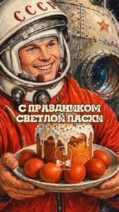 Юрий Гагарин с Пасхальным куличом