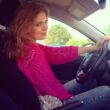 Телеведущая Ольга Паршина, автомобиль, за рулём